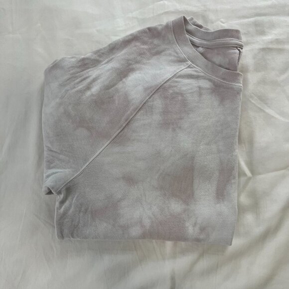 Athleta Light Purple White Tie Dye Long Sleeve Crewneck Sweater | Size L - Picture 5 of 5